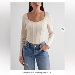 Body Contour Satin Long Sleeve Corset Top